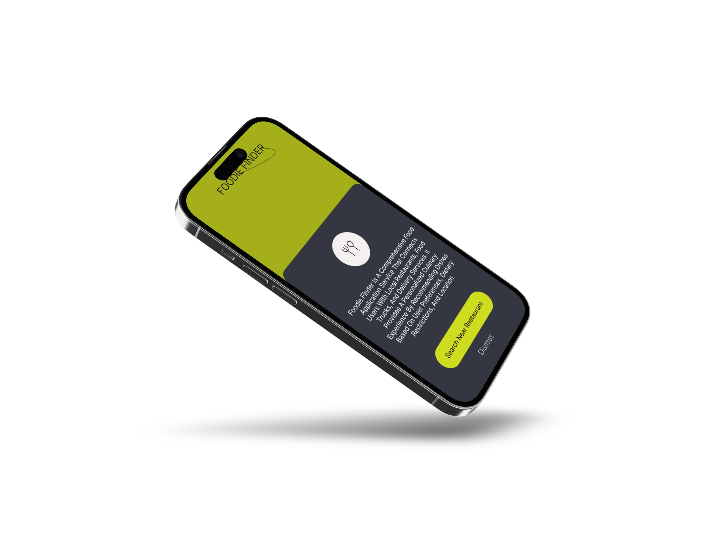 Foodie Finder mobile discovery screen supplied by the owner
