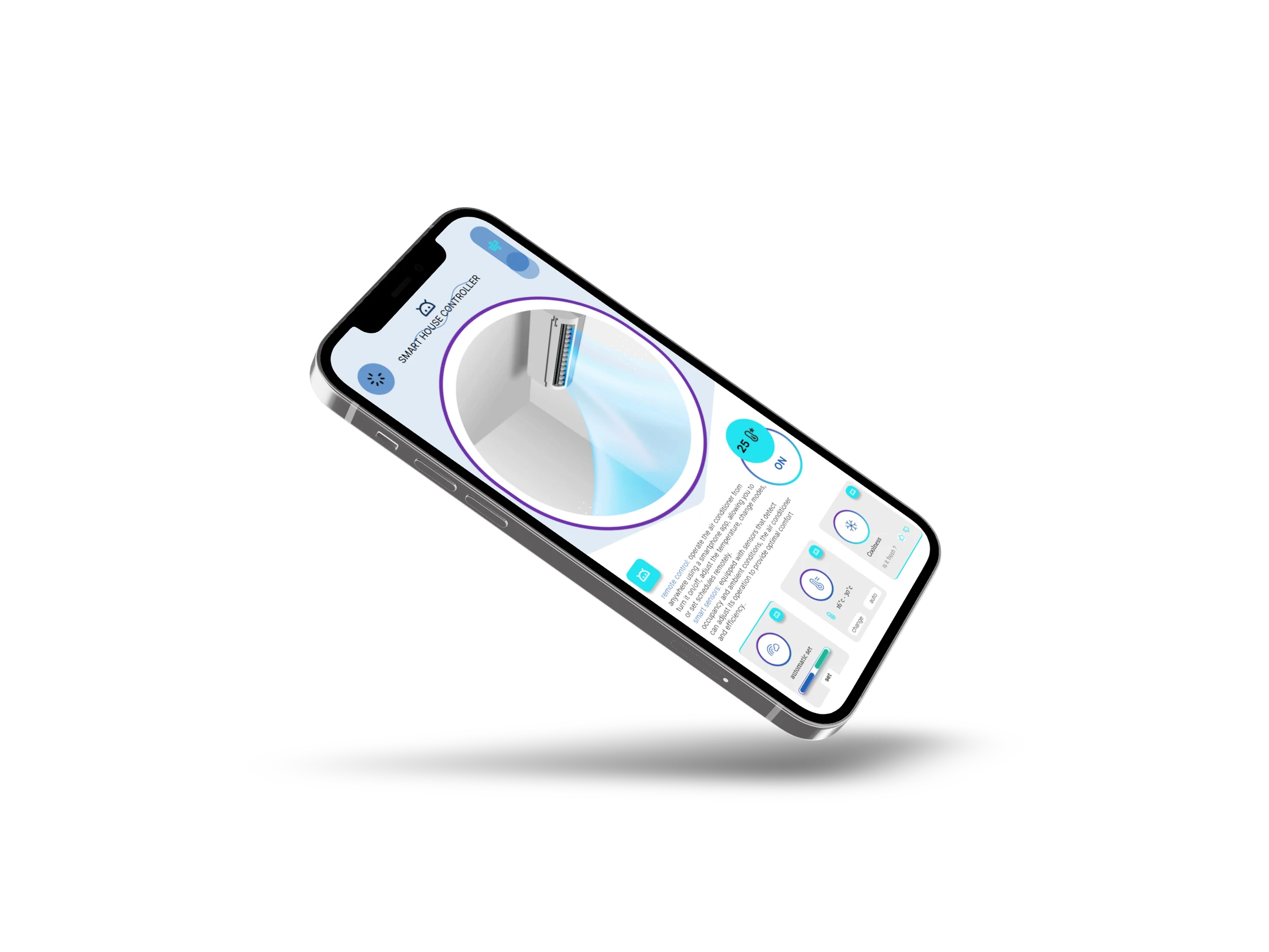 Smart House Controller climate-control UI mockup supplied by the owner